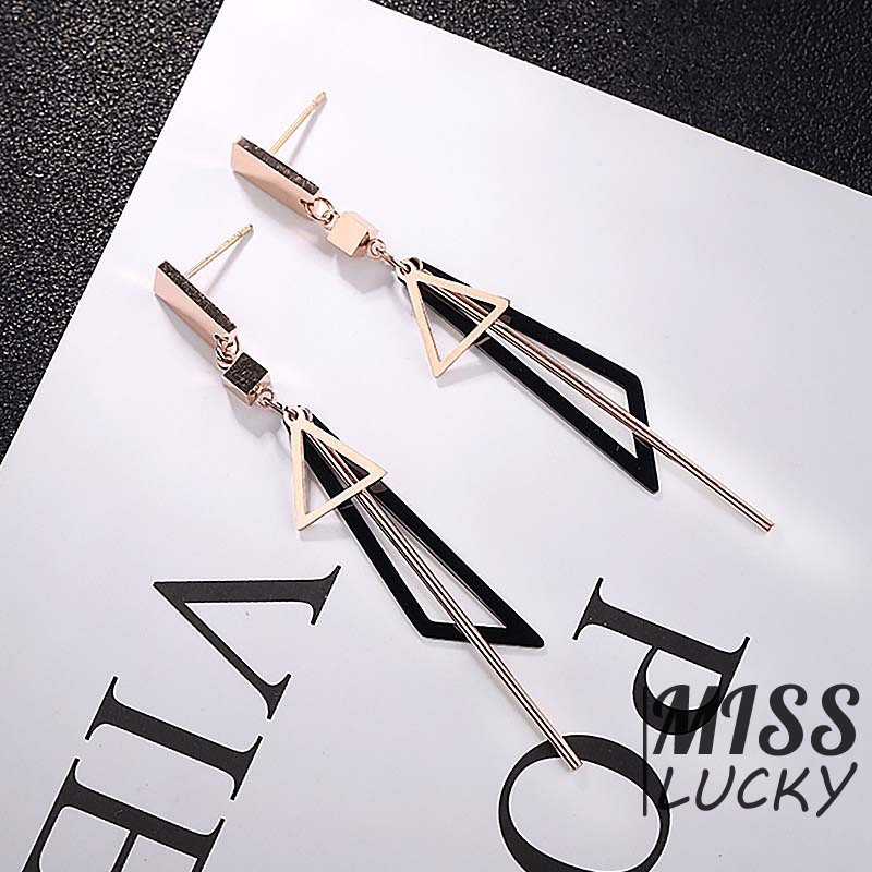 Bông tai titan hình tam giác độc đáo ( màu xanh dương )