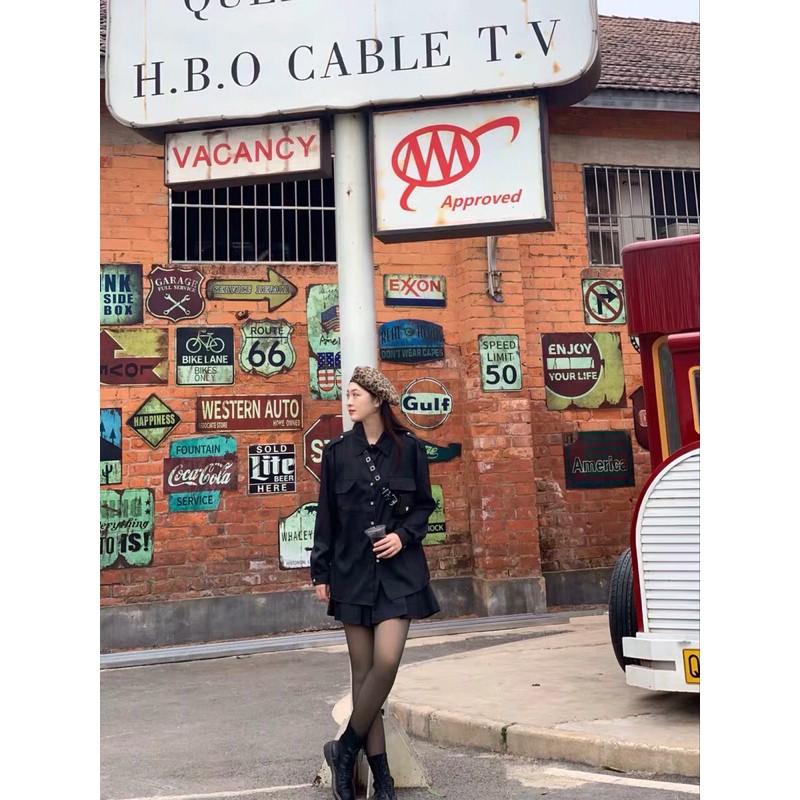 Set áo sơmi mix belt kèm túi siêu ngầu