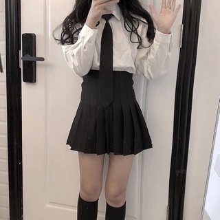 [ Order taobao] ( sẵn) Áo sơ mi trắng kèm cà vạt đen basic ullzang