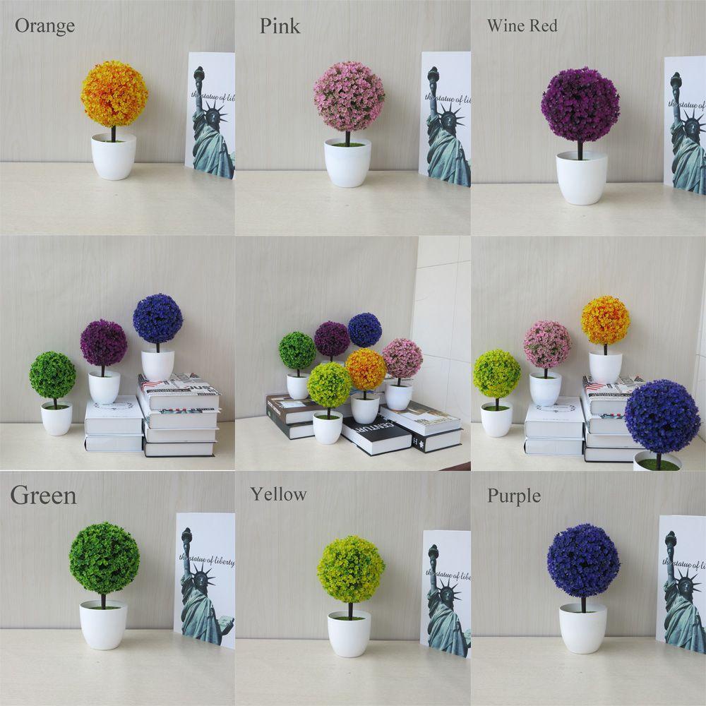 Chậu Cây Nhân Tạo Hình Tròn Nhiều Màu Độc Đáo Trang Trí Nhà Cửa/ Sân Vườn