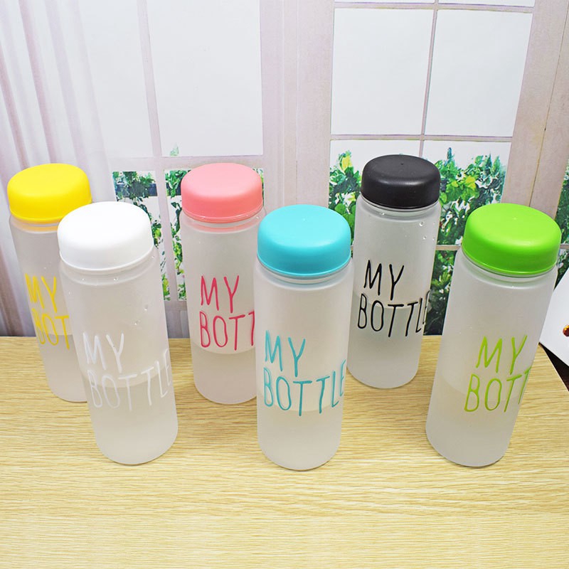 MOLAMGO  Korea My Bottle Portable Plastic Cup Frosted Water Bottle with Cover Large Capacity Leakproof Plastic Cup 500ML