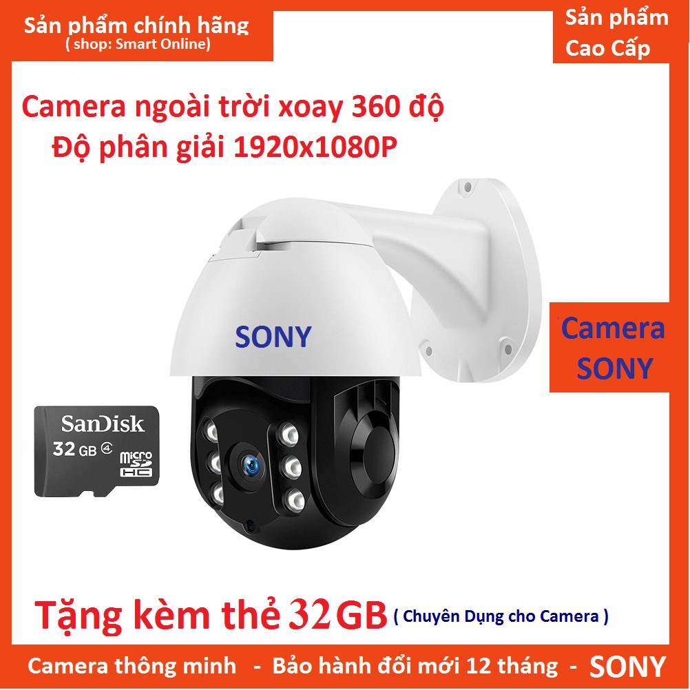 (Tặng kèm thẻ 32GB) Camera IP kết nối Wifi Internet SONY-19HS-200W xoay 360 ngoài trời chống nước cực tốt (SONY19hs+32G)