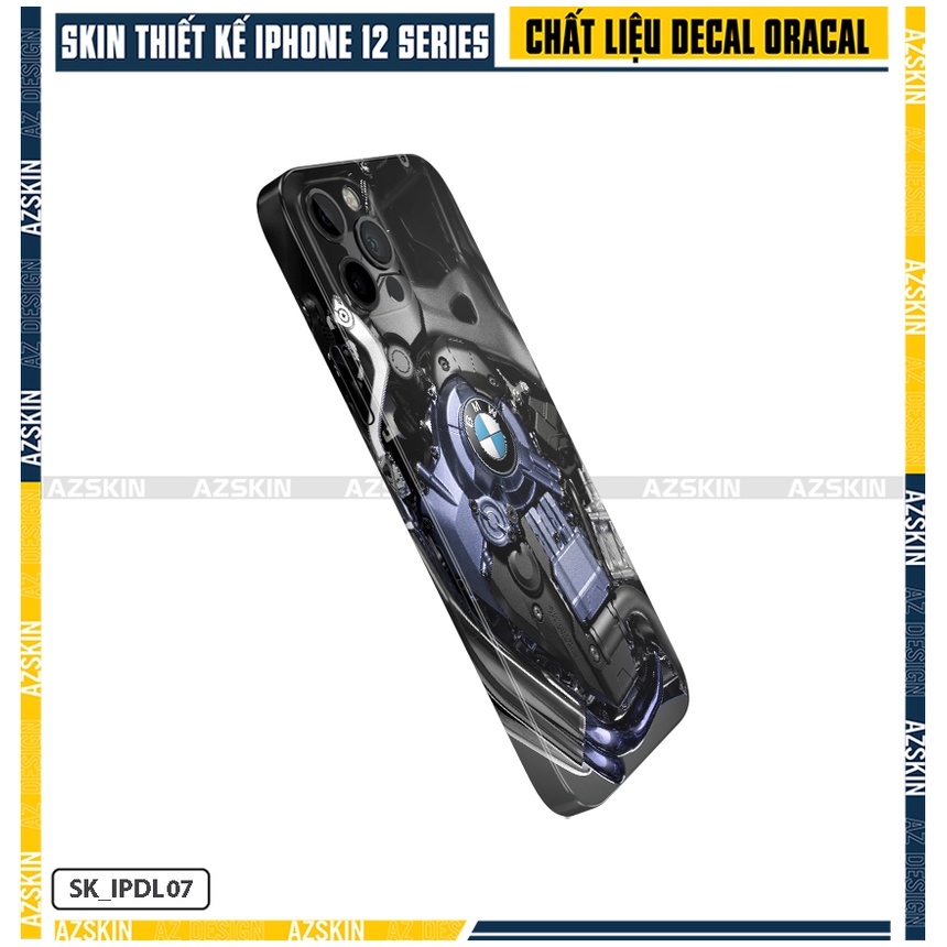 Miếng Dán IPhone 12Mini - 12 Pro Max Động Cơ BMW Độc Lạ |SK_IPDL07| Film Oracal Chính Hãng, Dán Full Lưng Viền IPhone