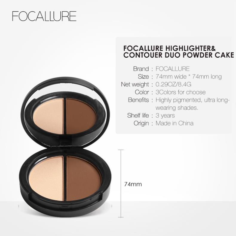 Bảng phấn trang điểm FOCALLURE bắt sáng và tạo khối 3 tông màu tùy chọn 8.4g | BigBuy360 - bigbuy360.vn
