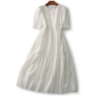 Đầm Đa Năng Qzpp480094Mg Đầm Cotton Trắng Tay Lỡ Dáng Ôm Thời Trang Mùa Hè Pháp Dễ Phối Đồ