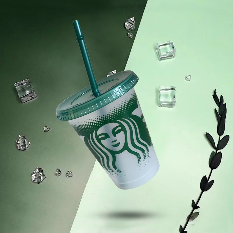 Starbucks Bình Nước Trong Suốt Có Ống Hút Dung Tích 473ml / 16oz