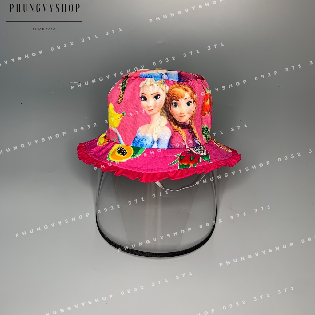 (Bé 1-2 tuổi/ Vòngđầu 49cm) Mũ CHỐNG GIỌT BẮN cho bé gái - INelsaNHÍ ELSA VIỀN BÈO- Nón cản bụi trẻ em