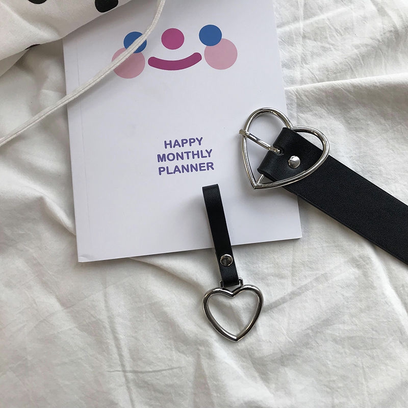 Dây thắt lưng da PU có khóa cài trái tim xinh xắn thời trang