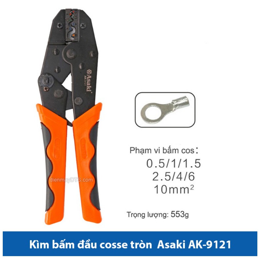 Kìm bấm cos Asaki, kềm bấm cốt Asaki, bấm đầu cos Asaki