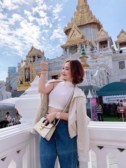 Áo ba lố khoét ngực cổ cao nhiều màu form croptop vải siêu co dãn freesize dưới 53kg - Carotshop | BigBuy360 - bigbuy360.vn