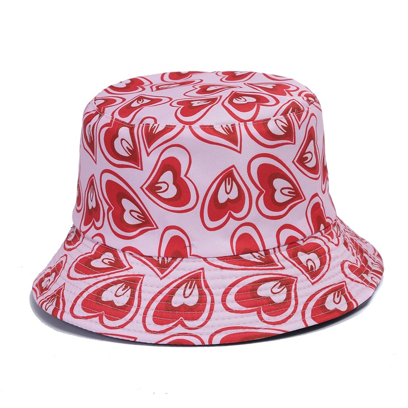 Nón Tai Bèo Rộng Vành Chất Liệu Polyester In Họa Tiết Trái Tim Cho Nữ