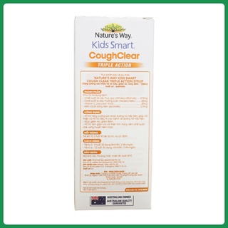 Siro Ho Cho Bé Nature’s Way Kids Smart Cough Clear Triple Action Syrup Giảm Ho, Long Đờm (Ban Ngày)
