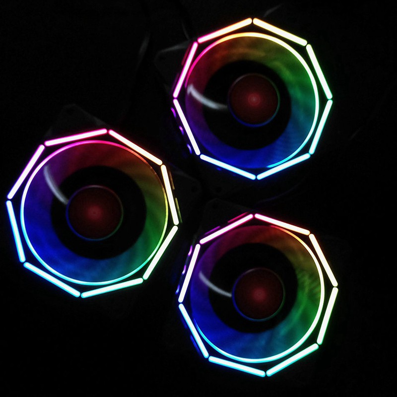 COOLMOON RGB Chassis Fan 12cm Shenguang Sync Mute+Music Controller Desktop Computer Cooling Fan CPU Fan (3 Pcs)