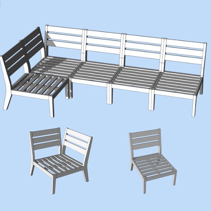 Bộ sofa góc ngoài trời Trangan IBIE gỗ keo