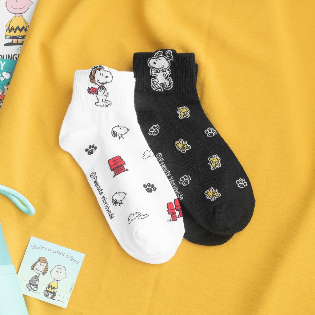 SNOOPY PATTERN ANKLE - Tất vớ thấp cổ unisex nhân vật hoạt hình chú chó Snoopy, bản quyền Peanuts, nhập khẩu Hàn Quốc