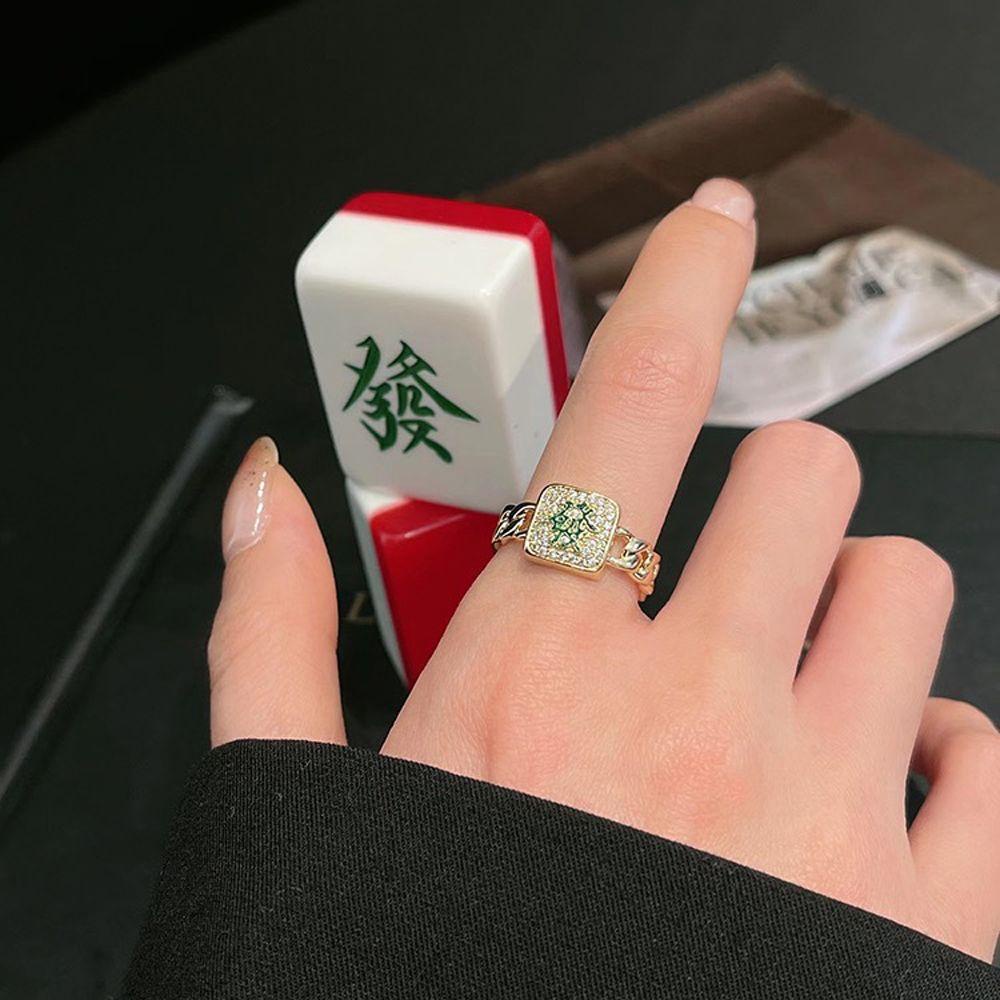 Nhẫn Mạt Chược Kiểu Vintage Thời Trang|Nhẫn Hợp Kim Phong Cách Đường Phố Cá Tính