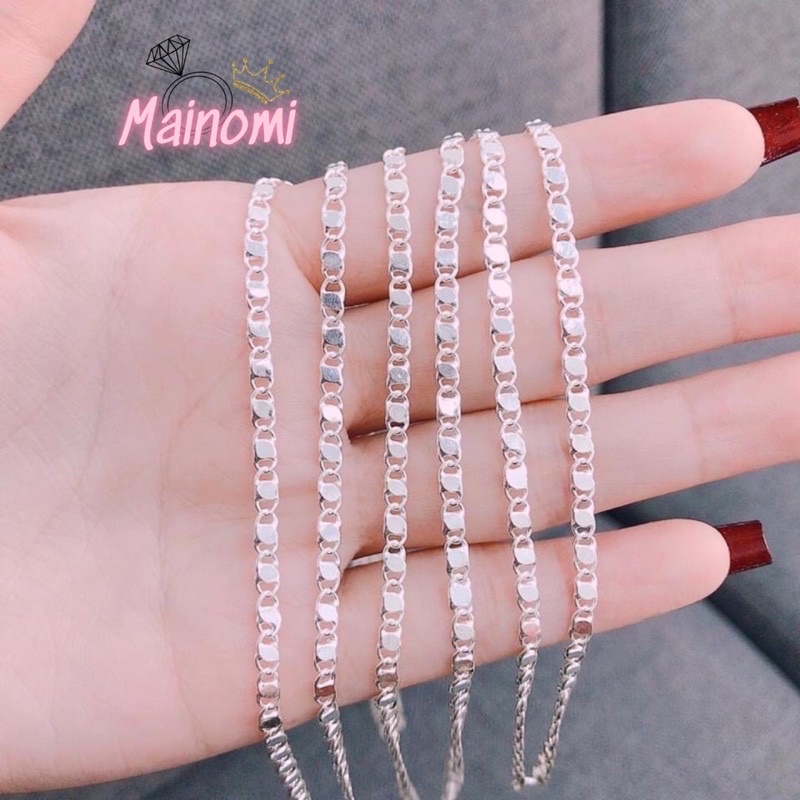 Dây chuyền bẹt phay nhẹ trẻ em, bạc đẹp s999 MAINOMI mã kèm quà tặng dây mè phay chuẩn bạc