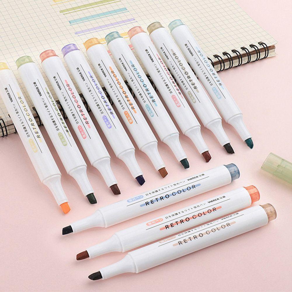 PISTACHIO New Highlighter Retro Color Pen Marker Morandi Color Light Color Writing Student Soft Tip