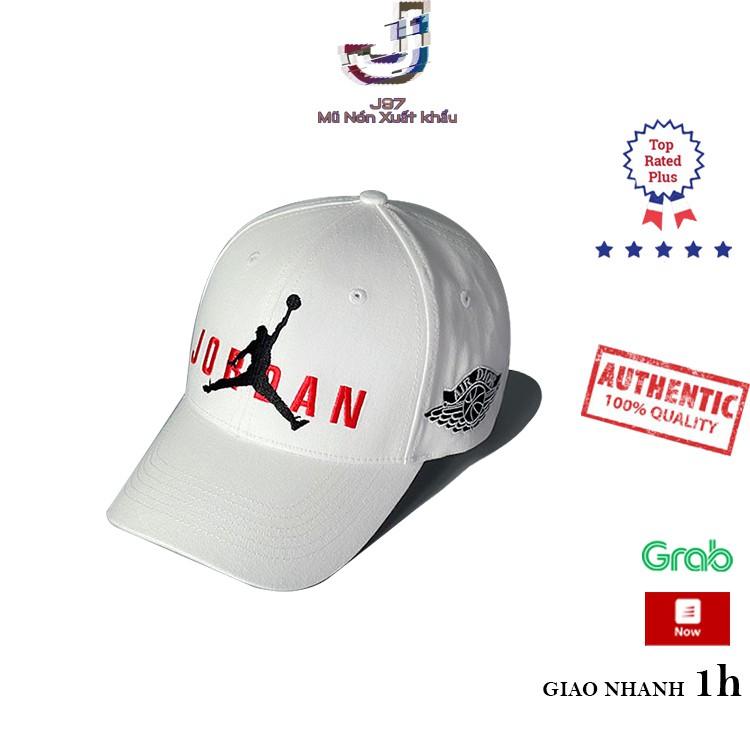 Mũ lưỡi trai jordan trắng xuất khẩu J97 store logo thêu cực ôm đầu cá tinh full hộp