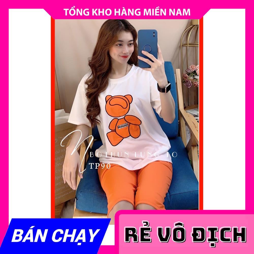 Đồ bộ nữ mặc nhà phom 55kg chất thun mềm mịn in hình bò sữa in hình hoạt hình in chữ dễ thương TP90 TP88