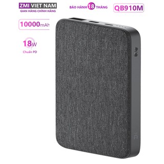 Sạc dự phòng zmi qb910m 10000mah chuẩn mfi, 1 cổng type c, 1 lightning, 1 usb a | bảo hành 18 tháng