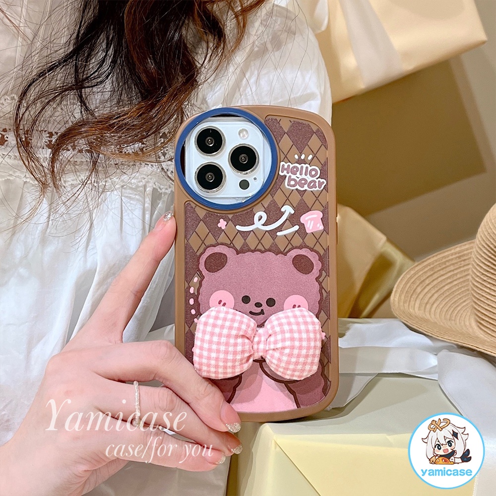 Ốp điện thoại tpu mềm họa tiết chú gấu hoạt hình 3d thắt nơ cho IPHONE 13 11 PRO MAX X XR 8 7 PLUS