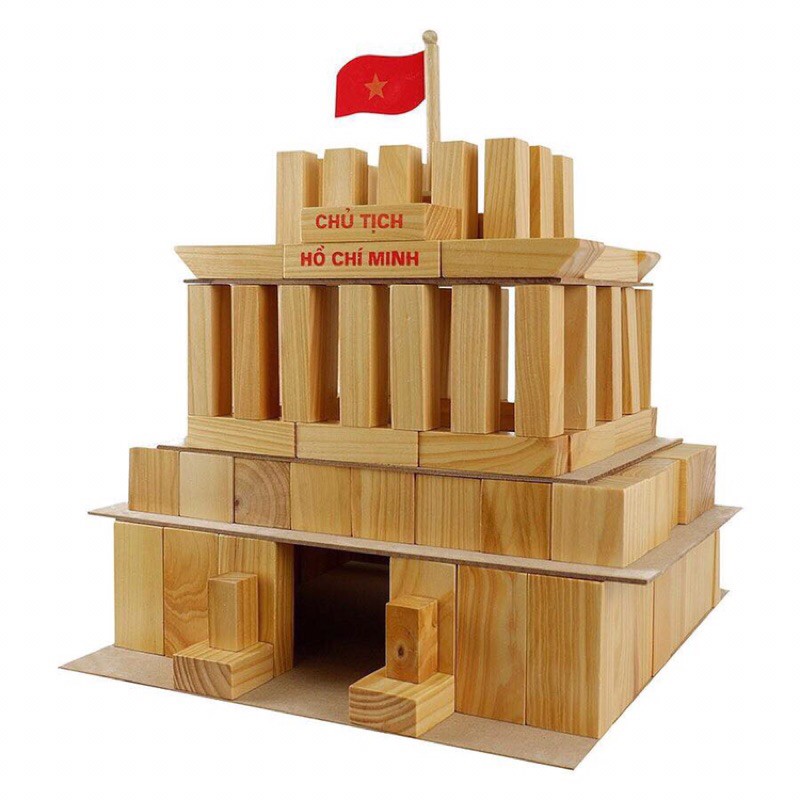 Đồ chơi xếp hình  xây dựng lăng Bác, đồ chơi lắp ghép chi tiết gỗ xếp các mô hình tư duy sáng tạo cho bé