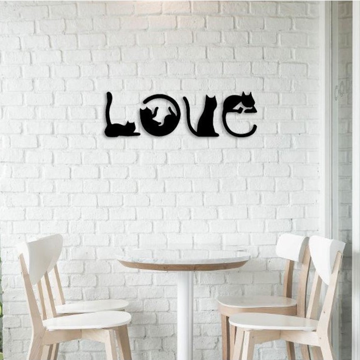 [ Mẫu Mới ]  Set Tranh gỗ treo tường " Love- Cat " dùng để  trang trí phòng khách, phòng ngủ, decor cửa hàng, cửa hiệu