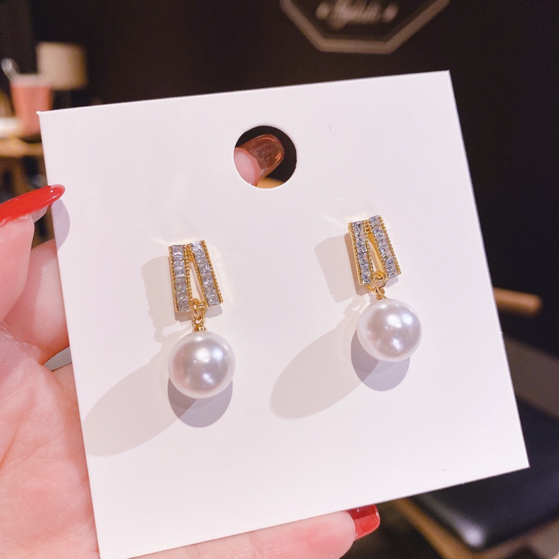 Bông Tai Mạ Bạc 925 Đính Ngọc Trai Phong Cách Hàn Quốc