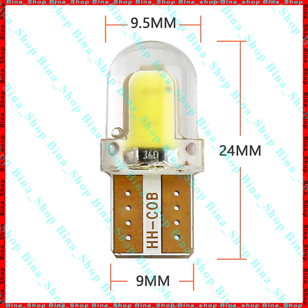 Đèn led silicon T10 3W 12V sáng trắng Led COB cho ô tô, xe máy