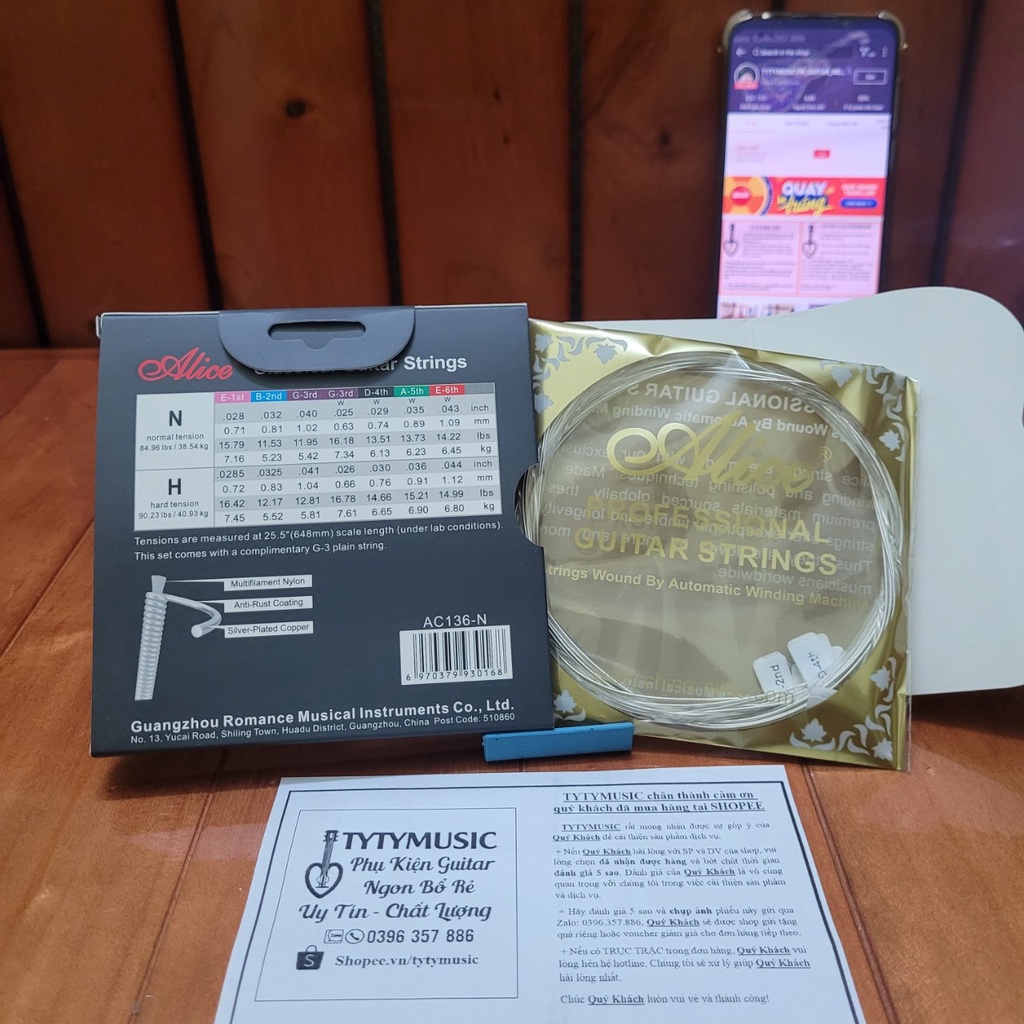 Dây đàn guitar CLASSIC Alice AC136 cao cấp chính hãng  TYTYmusic