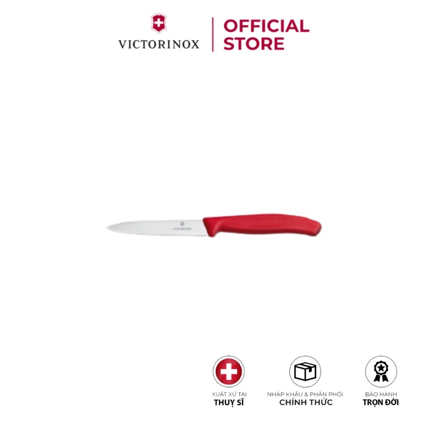 Dao bếp Victorinox Tomato and sausage knives màu đỏ (wavy edge, 11cm)