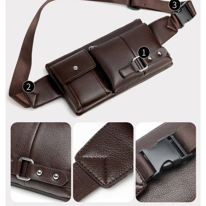 Túi đeo chéo, túi đeo hông, đeo trước ngực da nam kiểu dáng thời trang