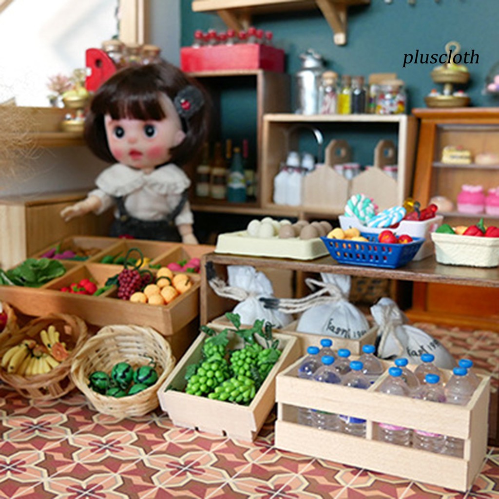 Giỏ Gỗ Mini Trang Trí Nhà Búp Bê Tỉ Lệ 1 / 12