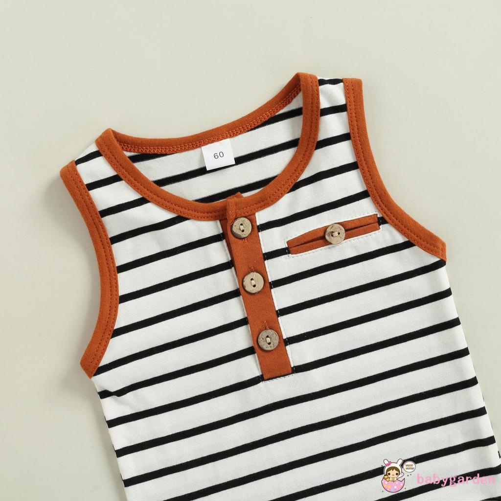 Bộ Áo Thun Ba Lỗ Kèm Quần Short Lưng Thun Thời Trang Mùa Hè Cho Bé Trai 0-18 Tháng Tuổi