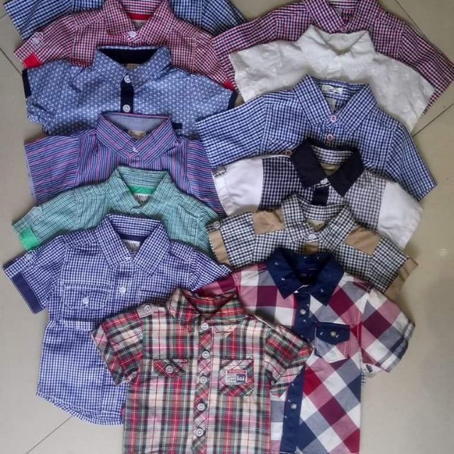 Thanh lí áo sơ mi cộc tay.... bé trai 🕺 👼👳🤶👲cho các boy từ 3kg_8kg 🌵🌵🌵🌵🌵