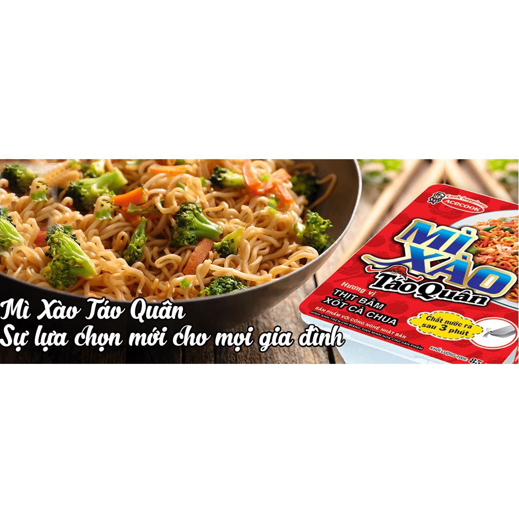 Thùng 18 Khay lớn mì xào Táo Quân Thịt bằm sốt cà khay 85g