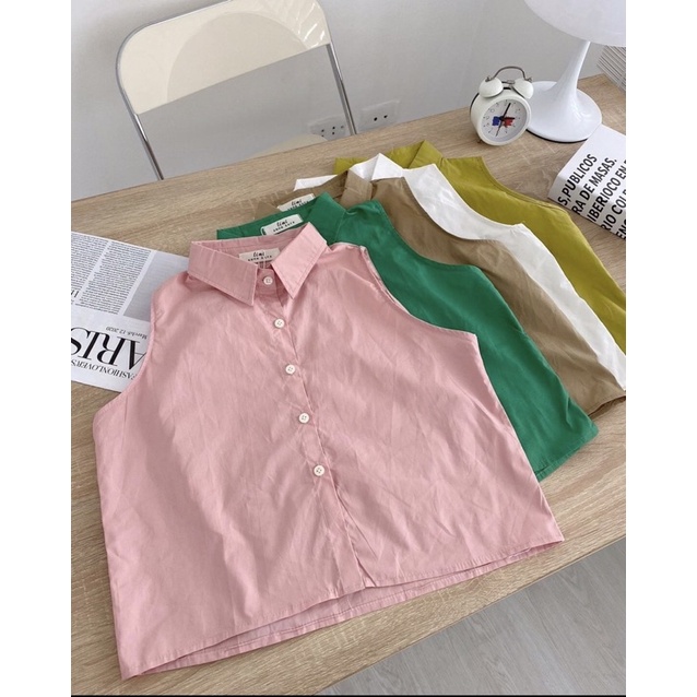 Áo sơmi sát nách croptop, Áo sơmi nữ croptop freesize by Boo Korea