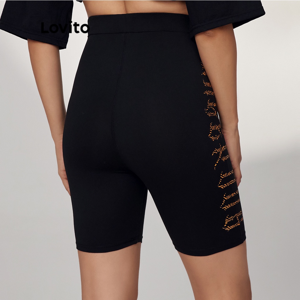 Quần short Lovito họa tiết vân động vật phong cách cơ bản thường ngày L17E014 (Màu đen) | BigBuy360 - bigbuy360.vn