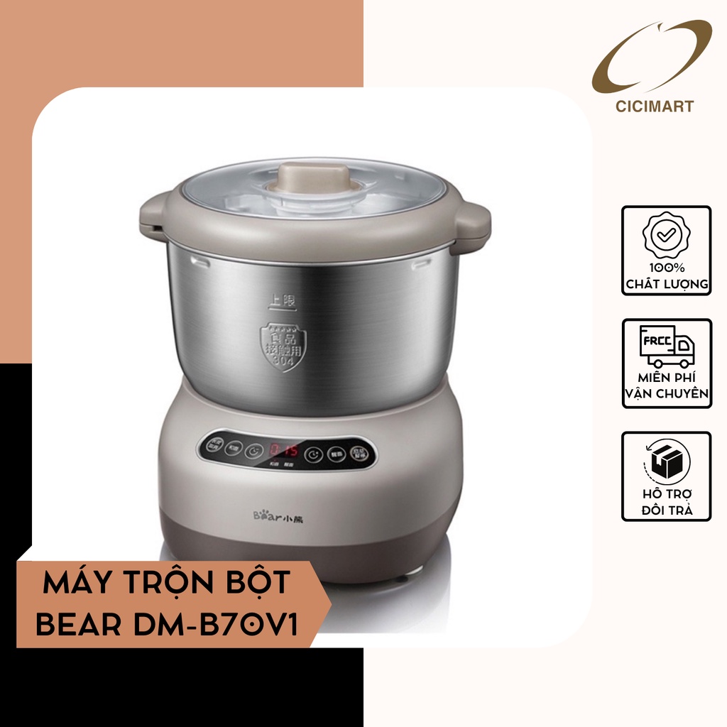 Máy Trộn Bột Bear DM-B70V1 Dung tích 7L Công Suất 250W Máy Nhồi Bột Động Cơ Mạnh Mẽ - Hàng Nội Địa Trung
