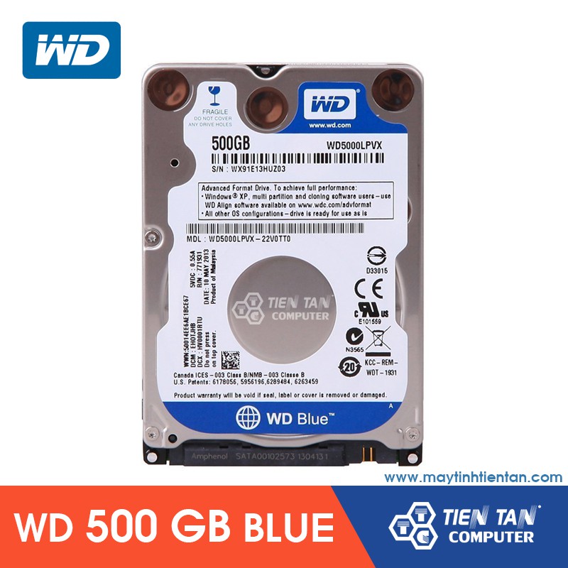 Ổ cứng laptop HDD WD Blue 500GB 2.5 WD5000LPCX