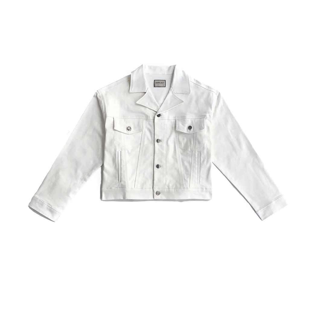 Áo khoác jeans form cropped màu trắng 99PROJECT