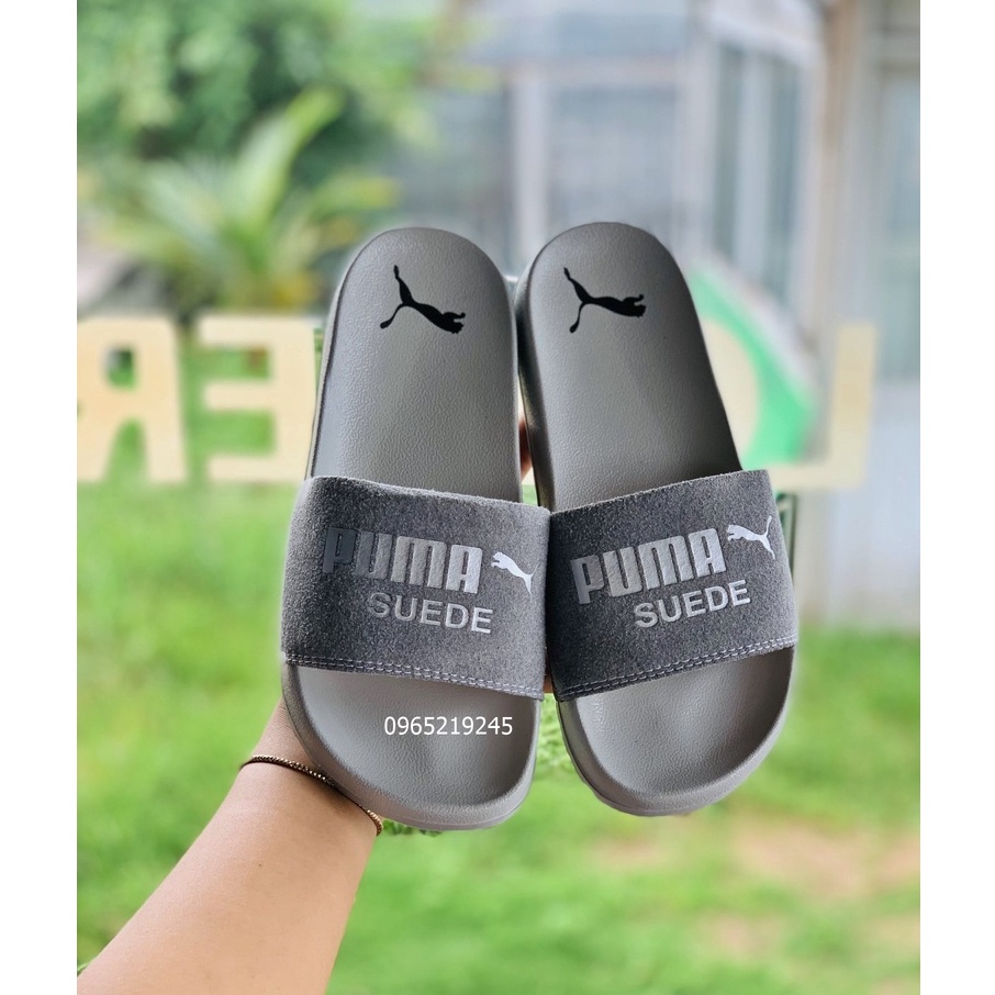 ♥️ Freeship+Hộp ♥️ Dép 𝐌𝐋𝐁 𝐏𝐔𝐌𝐀 da lộn,dép quai ngang nam nữ 𝐏𝐔𝐌𝐀,dép mlb thể thao nam nữ in PUMA da lộn màu full-xám