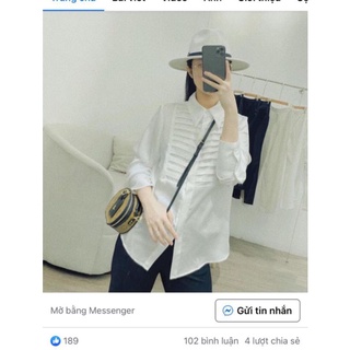 Áo sơ mi xếp ly ngực dấu nẹp cho nữ