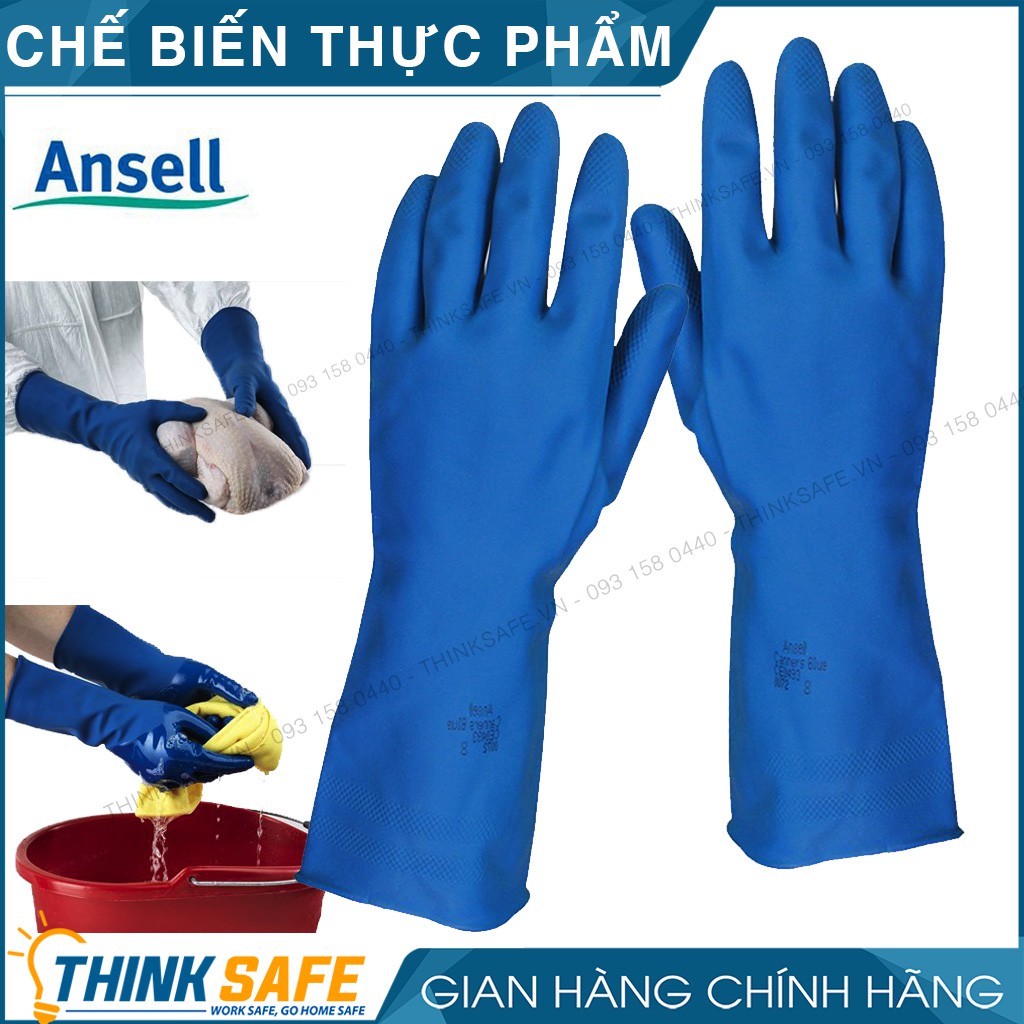 Găng tay cao su cao cấp Ansell 14-896 Bao tay sử dụng trong chế biến thực phẩm, rửa chén và các công việc hằng ngày