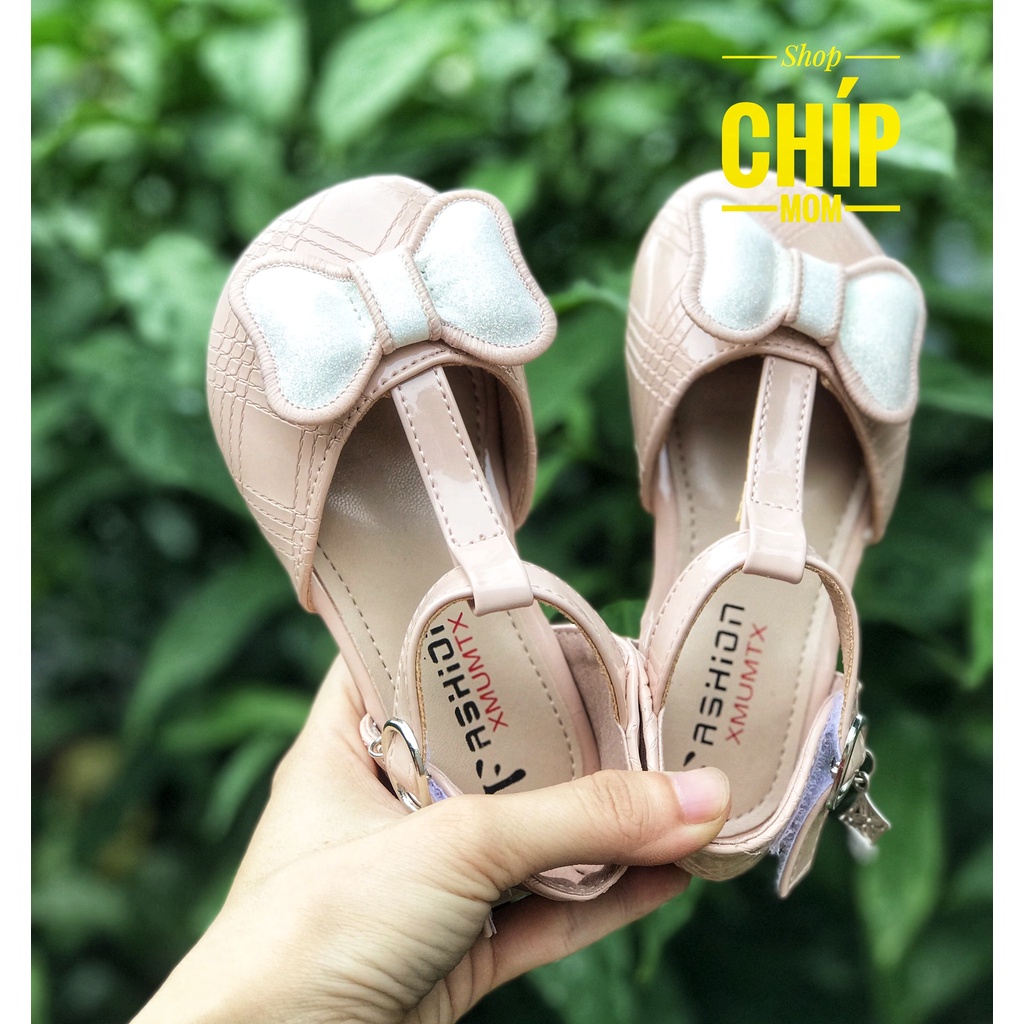 giày búp bê bé gái giày bệt cho bé da bóng mềm đế dẻo nơ xinh xắn nội địa QCCC full hộp hồng đen trắng 9006