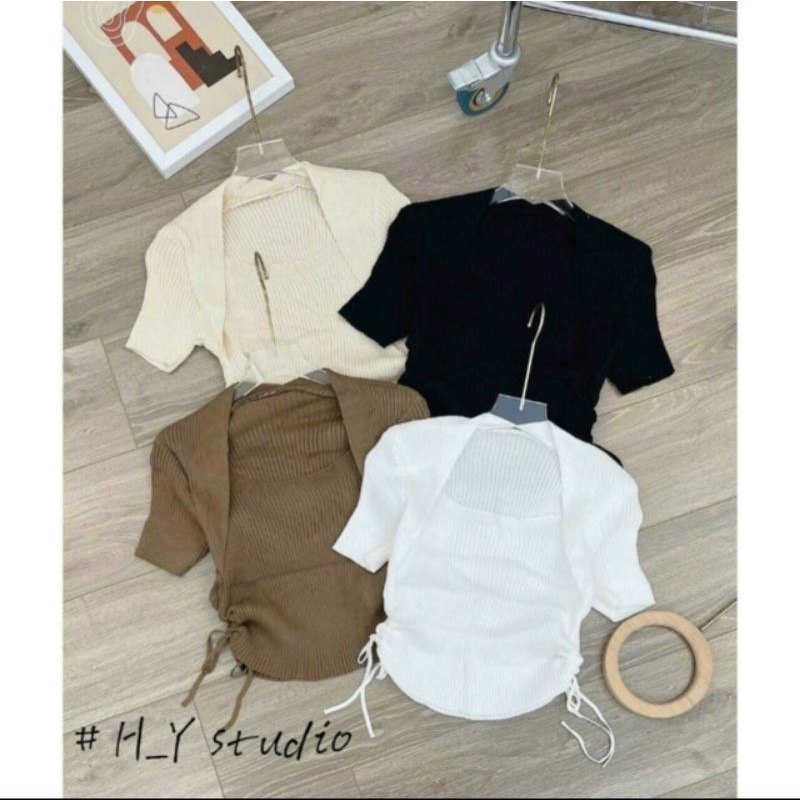 Áo cổ U rút dây 2 bên tay ngắn A15 siêu đẹp