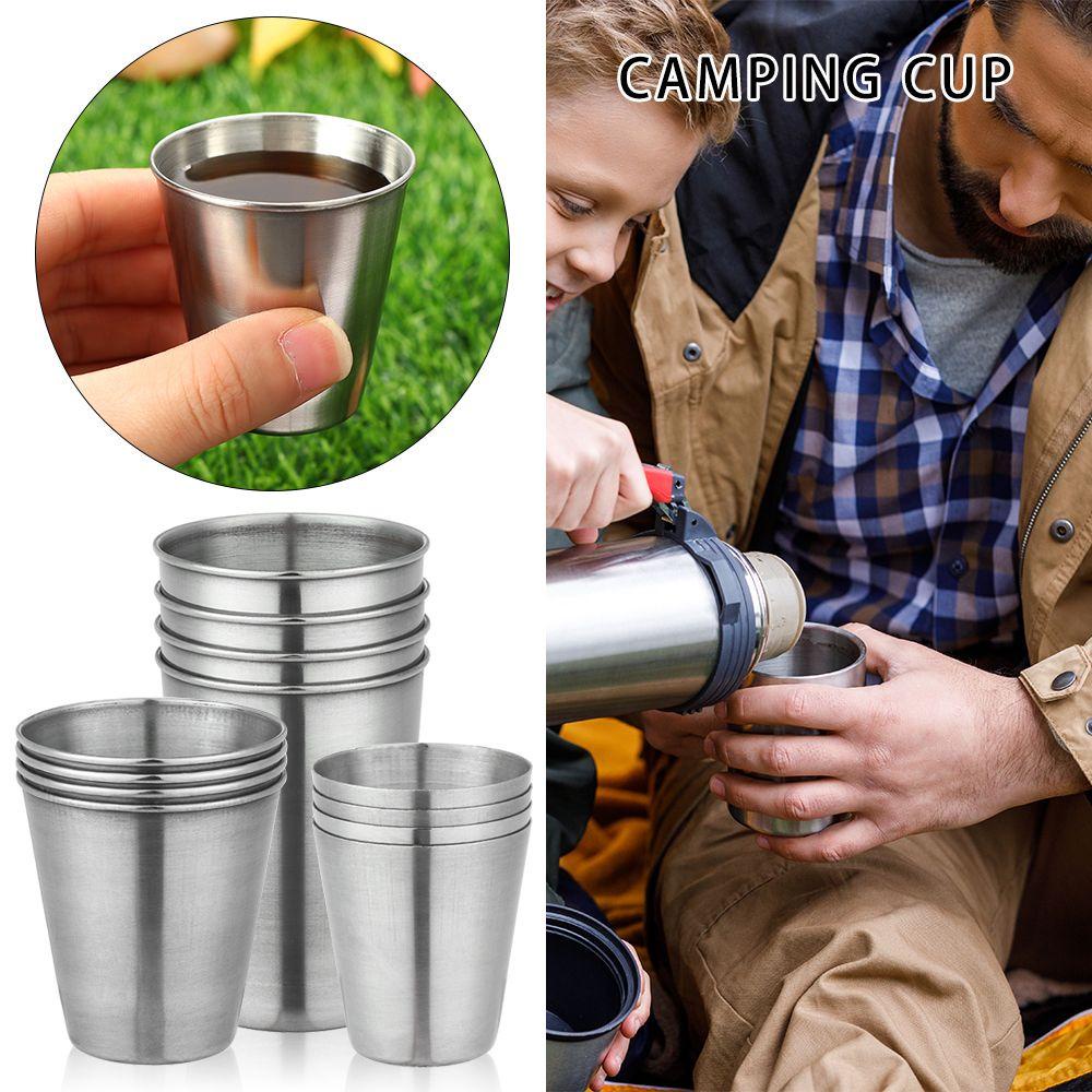 Bộ 4 Cốc Uống Bia / Trà / Cà Phê Bằng Thép Không Gỉ Kèm Hộp Đựng Tiện Dụng Mang Theo Du Lịch