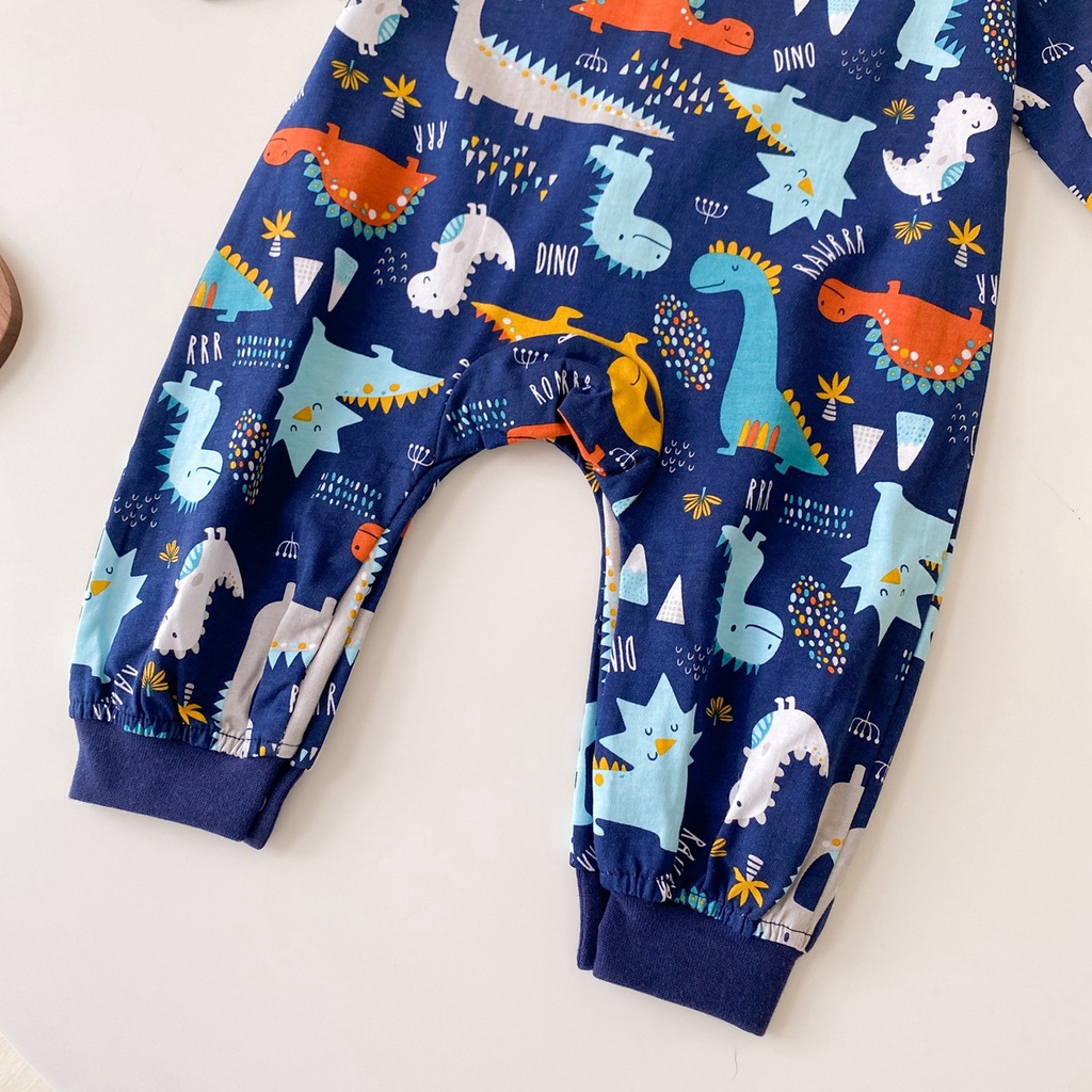 Áo liền quần SANLUTOZ dài tay in hoạt hình động vật dễ thương dành cho bé trai