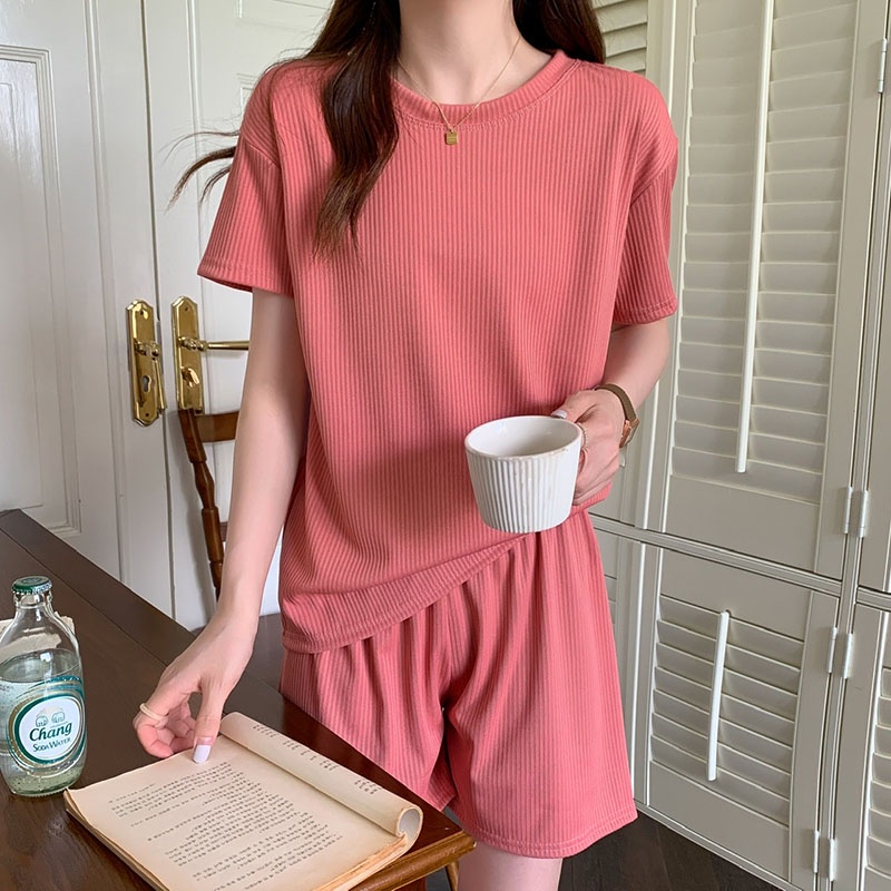 Bộ đồ ngủ IELGY ngắn tay vải lụa mát thời trang mùa hè dành cho nữ